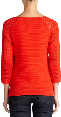 Jones New York Textured Sweater with 3/4 Raglan Sleeves (Petite)