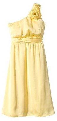 Women's Satin OneShoulder Rosette Bridesmaid Dress Fashion Colors - TEVOLIO