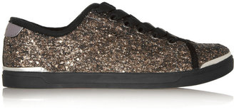 DKNY Brownwyn glitter-finished canvas sneakers