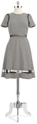 ABS by Allen Schwartz Striped Short Sleeved Dress
