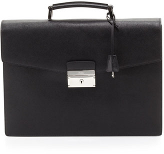 Prada Saffiano Single-Gusset Briefcase