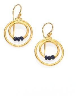 Gurhan Hoopla Blue Sapphire, Sterling Silver & 24K Yellow Gold Drop Earrings