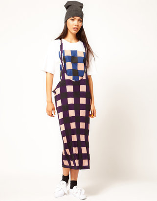 Danielle Scutt Silk Jersey Vest Dress in Check Print - Multi
