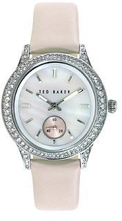 Ted Baker Women's TE2119 "Vintage Glam" Swarovski Crystal-Accented Stainless Steel Watch with Pink Leather Band
