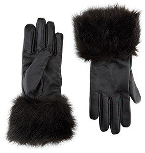 Accessorize Leather and Faux Fur Gloves