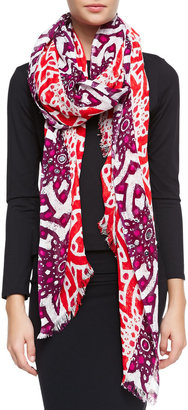Tory Burch Orion Floral Print Embellished Scarf