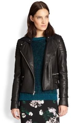 A.L.C. Night Jersey-Hooded Leather Biker Jacket