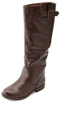 Bamboo Belted Flat Knee-High Riding Boots