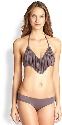 L-Space Audrey Fringe Halter Bikini Top