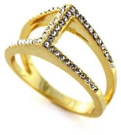 Vince Camuto Gold Tone and Crystal Pave Open Ring