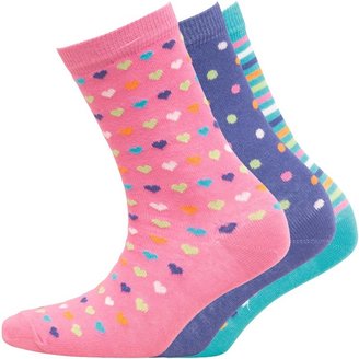 Board Angels Girls Three Pack Socks Turquoise/Lilac/Pink