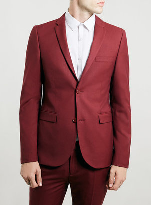 Topman Red Ultra Skinny Suit Jacket
