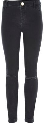 River Island Girls black ripped knee Molly jeggings