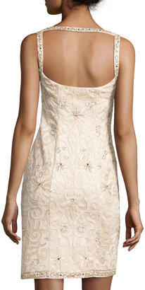 Sue Wong Open-Back Beaded Cocktail Dress