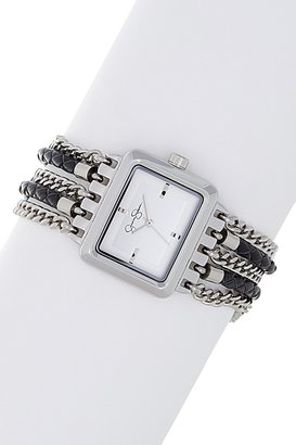 Jessica Simpson Women's Chain & Braided Leather Watch