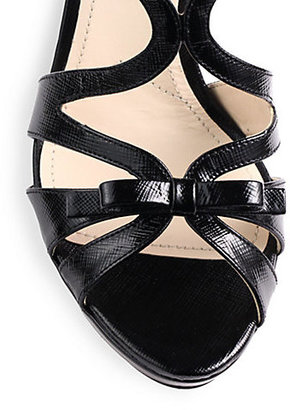 Prada Patent Leather Crisscross Bow Sandals