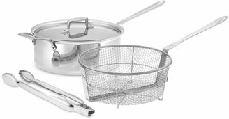 All-Clad d5 Stainless-Steel Deep 6-Qt. Sauté Pan with Fry Basket & Tongs