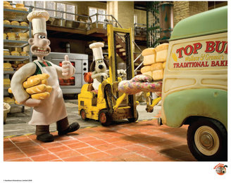 Wallace and Gromit Fine Art Print - Bakers at Work