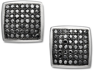 Macy's 14k White Gold Earrings, Black Diamond Pave Square Earrings (1/3 ct. t.w.)
