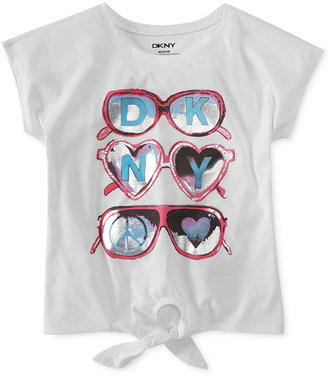 DKNY Girls' Graphic Tie-Front Tee