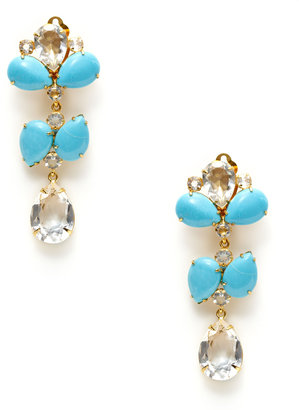 Bounkit Turquoise & Clear Quartz Triple Drop Earrings