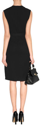 Ferragamo Black Wool Belted Dress with Side Pockets