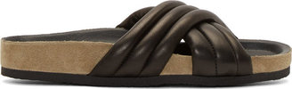 Isabel Marant Black Ribbed Holden Flat Sandals
