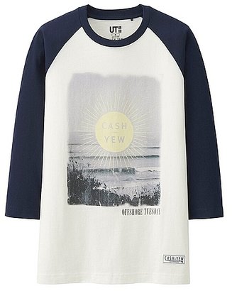Uniqlo MEN Almond Surfboards Graphic 3/4 Sleeve T-Shirt
