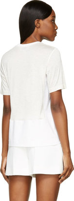 3.1 Phillip Lim Grey & White Poplin-Trimmed T-Shirt