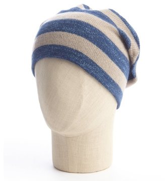 Portolano tan and blue  striped cashmere hat
