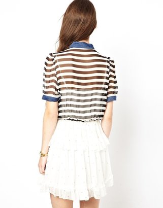 Traffic People Anchors and Stripes Silk Retro Dress