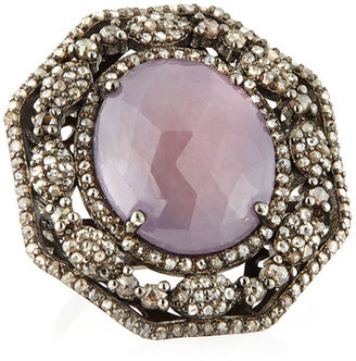 Bavna Pink Sapphire & Diamond Octagon Ring, Size 7