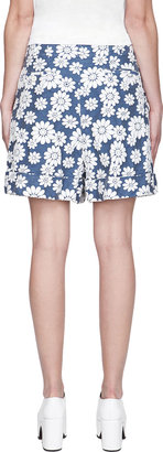 Comme des Garcons Navy Flower Jacquard Shorts
