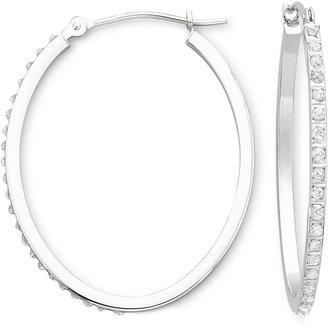 JCPenney FINE JEWELRY Diamond Fascination™ 14K White Gold Oval Hoop Earrings