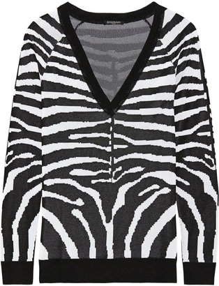 Balmain Zebra-jacquard sweater