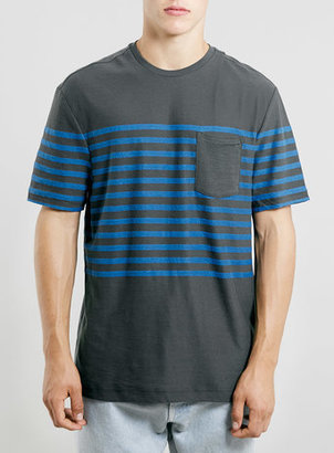Topman Blue And Black Stripe T-Shirt