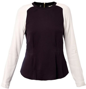 Rebecca Taylor Contrast sleeve crepe blouse