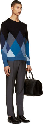 Burberry Blue Cashmere Argyle Sweater