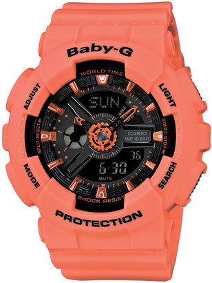 Baby-G Women's Analog-Digital Orange Resin Strap Watch 46x43mm BA111-4A2