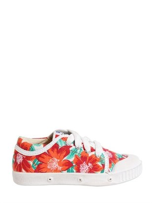 Spring Court Floral Printed Cotton Canvas Sneakers