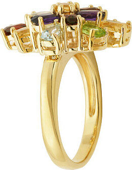 Fine Jewelry Multi-Gemstone 18K Yellow Gold Over Sterling Silver Cluster Ring