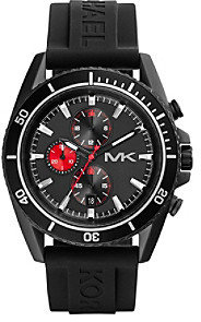 Michael Kors Black IP Jetmaster Watch with Black Silicone Strap