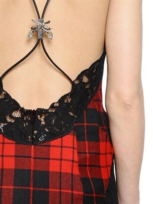 Philipp Plein Wool Flannel And Viscose Lace Dress