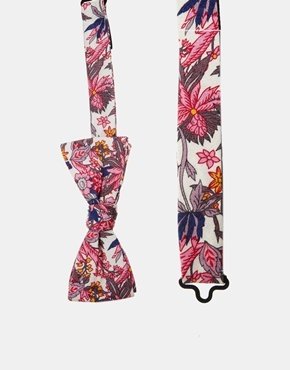 Selected Andrew Paisley Bow Tie - pink
