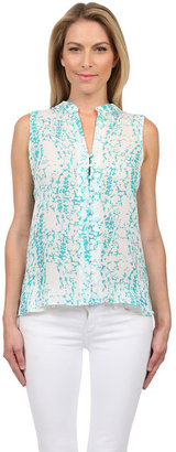 Parker Brooklyn Top in Turquoise/White Women