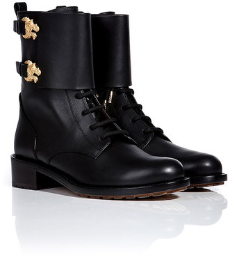 Valentino Leather Animalia Combat Boots