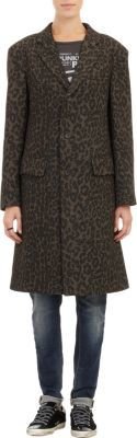 R 13 Tweedy Leopard-Print Coat