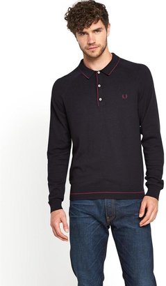 Fred Perry Mens Tipped Marl Long Sleeved Knitted Polo