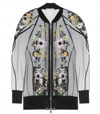 Erdem Dani Embroidered Silk-blend Organza Bomber Jacket