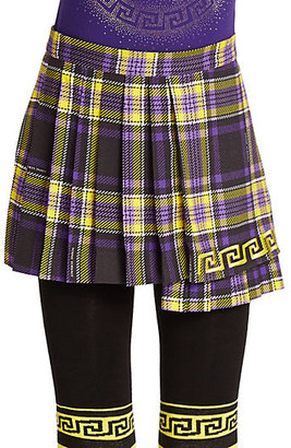 Versace Girl's Pleated Tartan Plaid Skirt